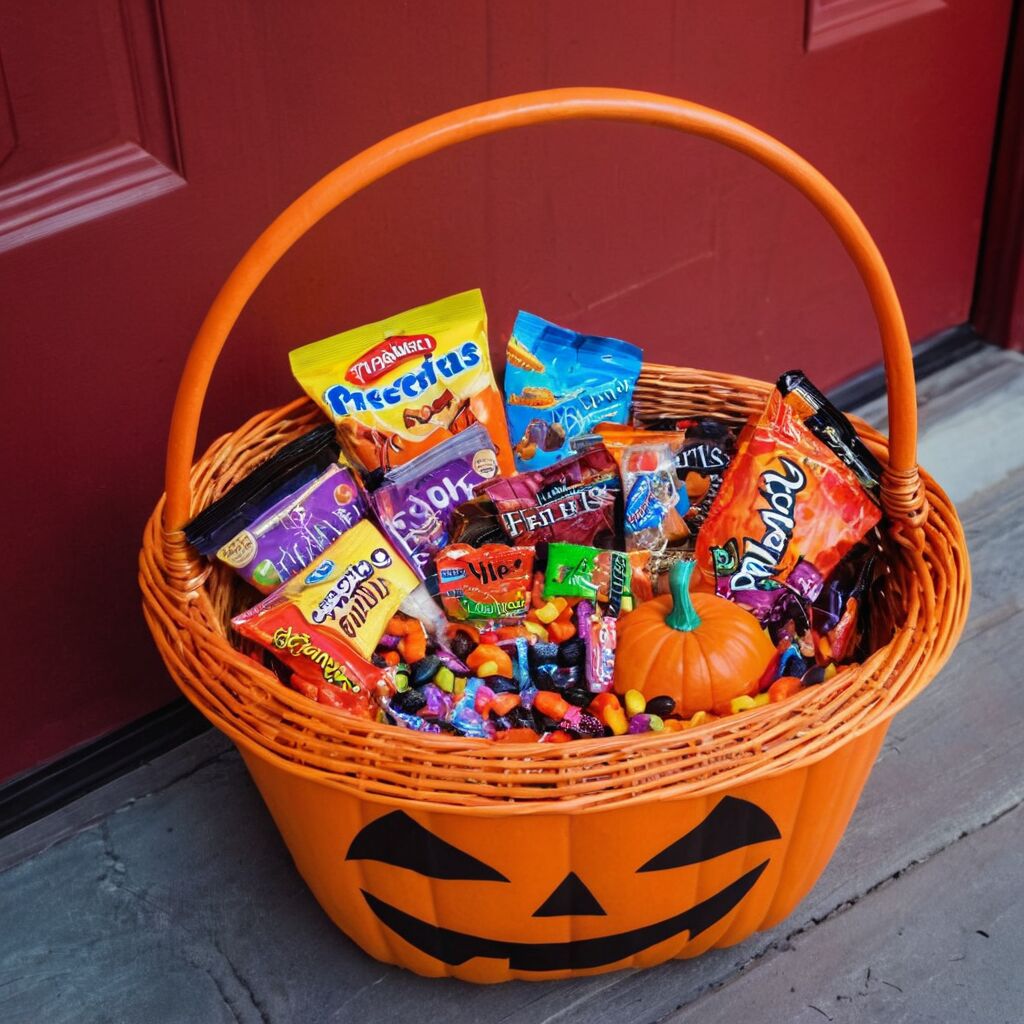 Halloween-Süßigkeitenkorb vor der Tür: Ideen